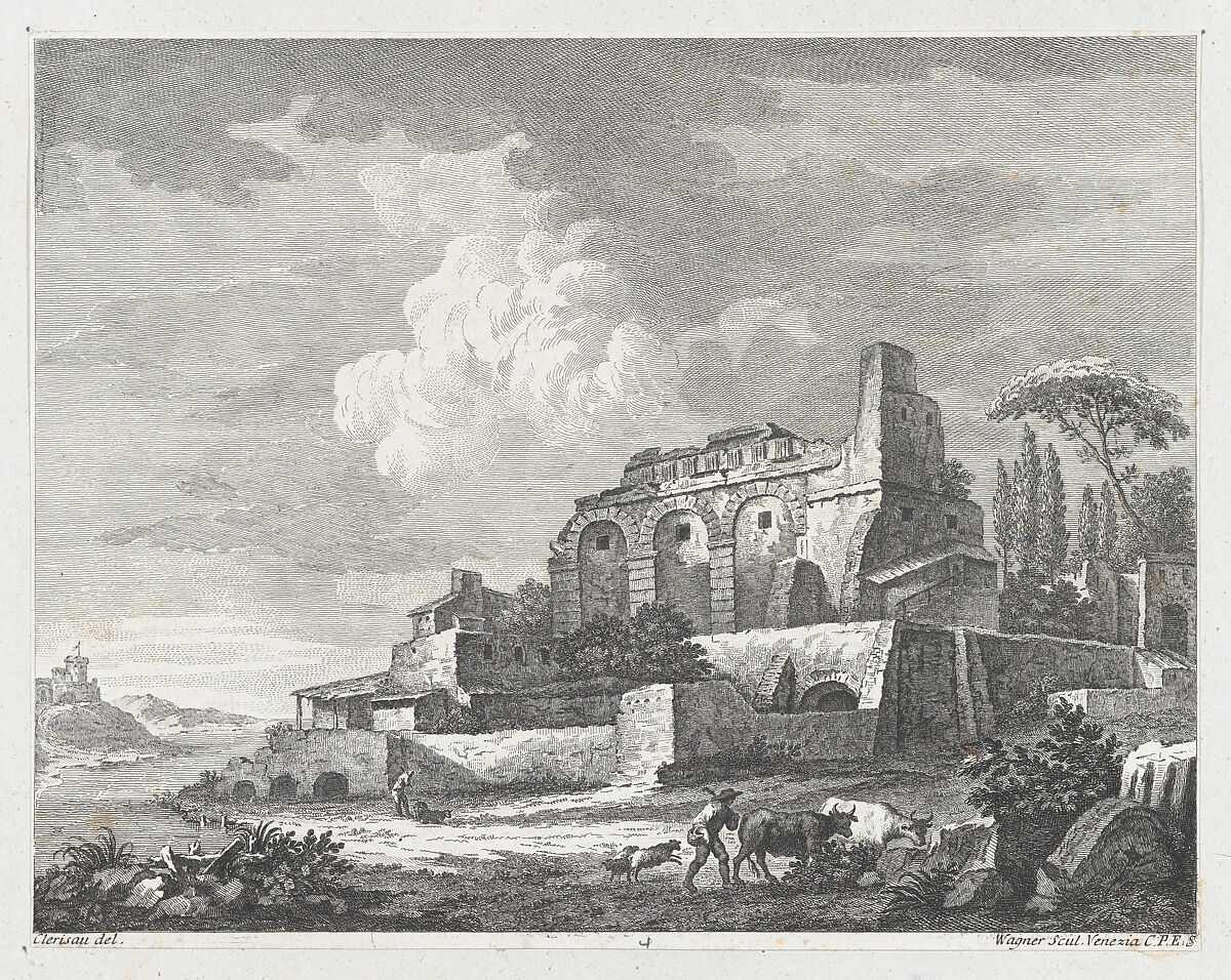 Landscape with Ruins, Joseph Wagner (Italian, Thalendorf 1706–1780 Venice), Etching 