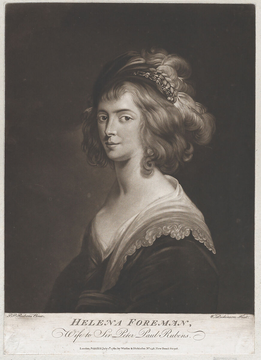 Portrait of Susanna Lunden, sister of Helena Fourment, William Pether (British, Carlisle ca. 1738–1821 Bristol), Mezzotint 