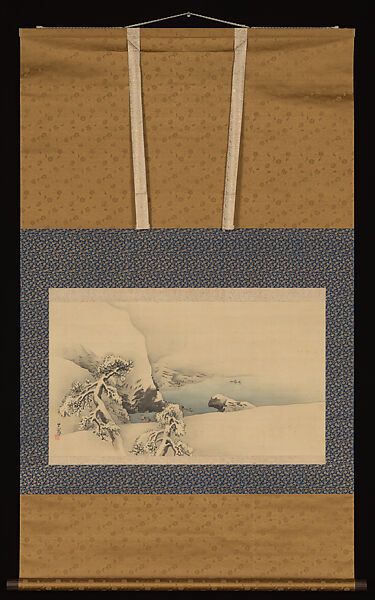 Winter Scene with Ducks and Pine Trees, Matsumura Goshun (Japanese, 1752–1811), Hanging scroll; ink and color on silk, Japan