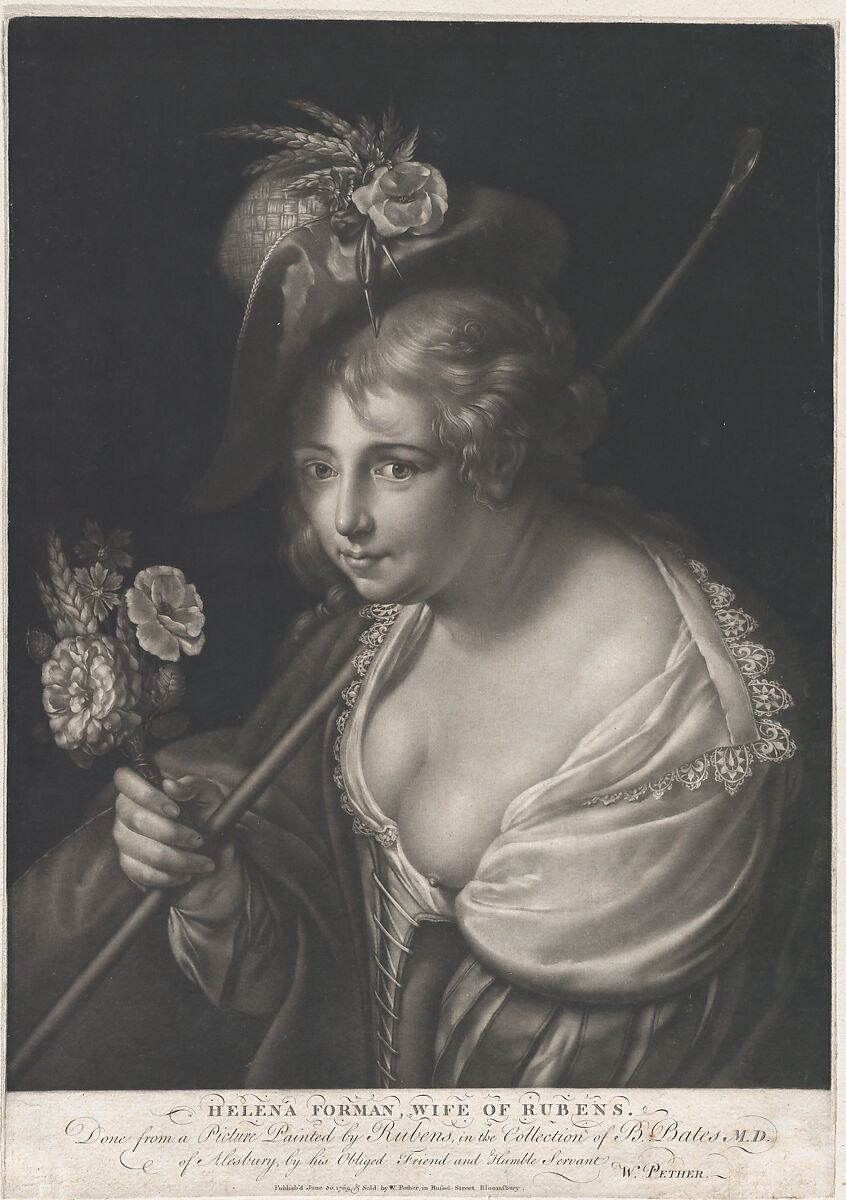 Portrait of Helena Fourment, William Dickinson (British, London? 1746/47?–1823 Paris), Mezzotint 