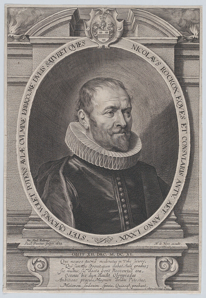 Portrait of Nicholaes Rockox, Paulus Pontius (Flemish, Antwerp 1603–1658 Antwerp), Engraving; fifth state of ten (Hollstein) 