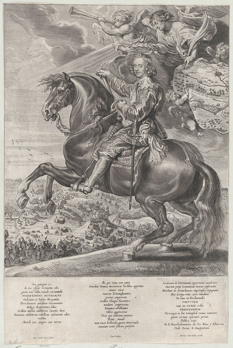 Portrait of Cardinal-Infante Ferdinand of Austria, on horseback, Anton van der Does (Flemish, 1609–1680), Engraving; first state of two 
