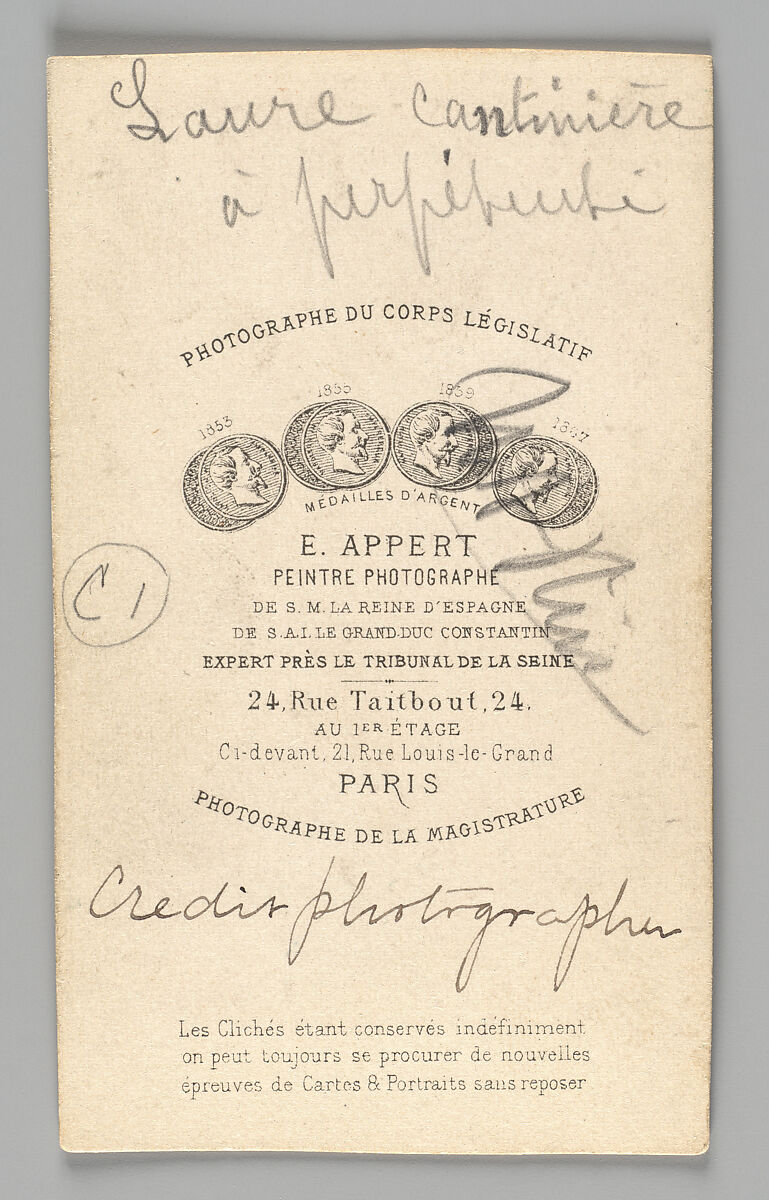 [Member of the Paris Commune: Laure, cantinière, à perpétuité], Ernest Eugène Appert (French, 1831–1891), Albumen silver print