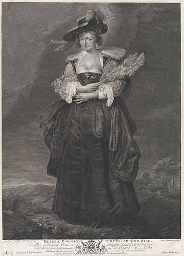 Portrait of Helena Fourment, Rubens' second wife, wearing a fur coat over her shoulders