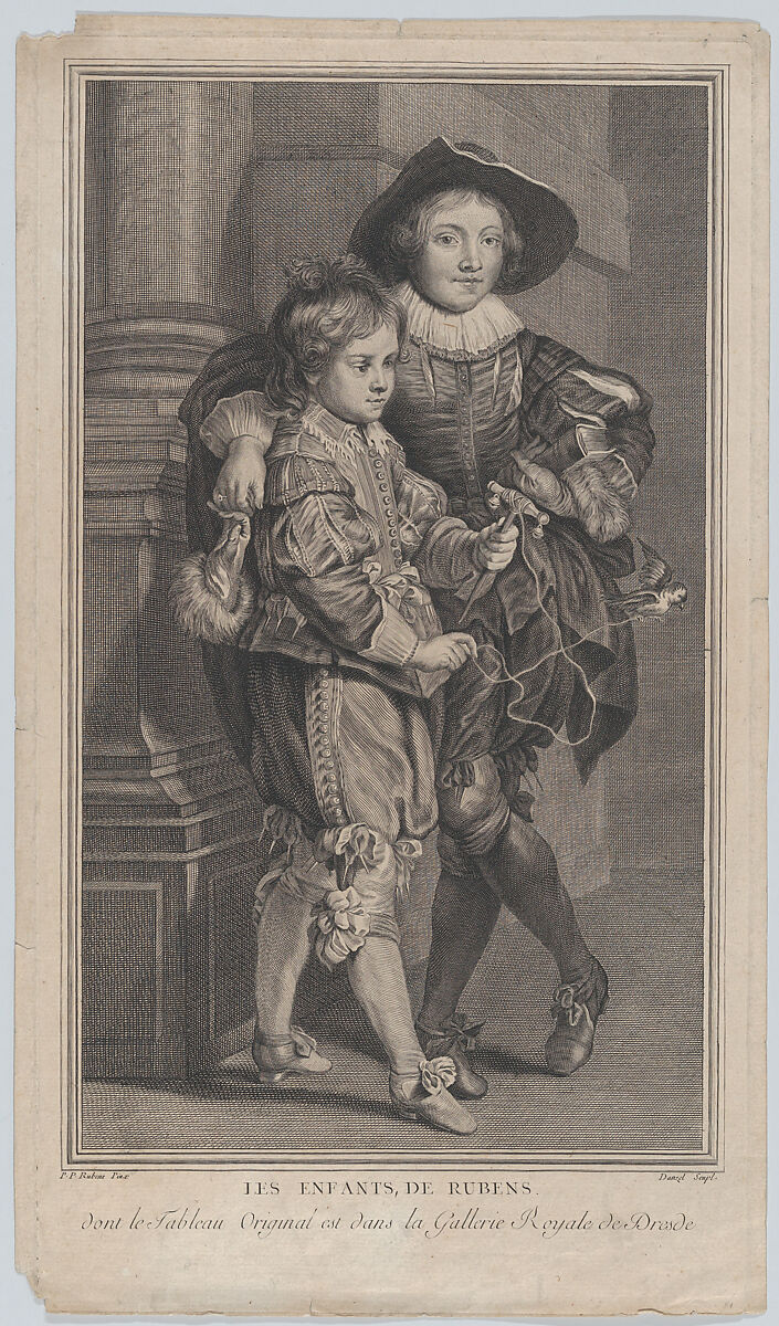 Portrait of Rubens' sons, Albert and Nikolaus, Eustache Danzel (French, Abbeville 1735–1775), Etching 