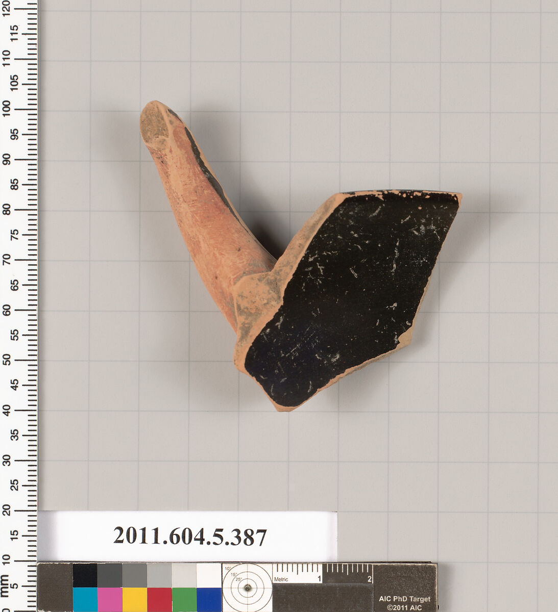 Terracotta rim fragment of a kylix (drinking cup), Terracotta, Greek, Attic