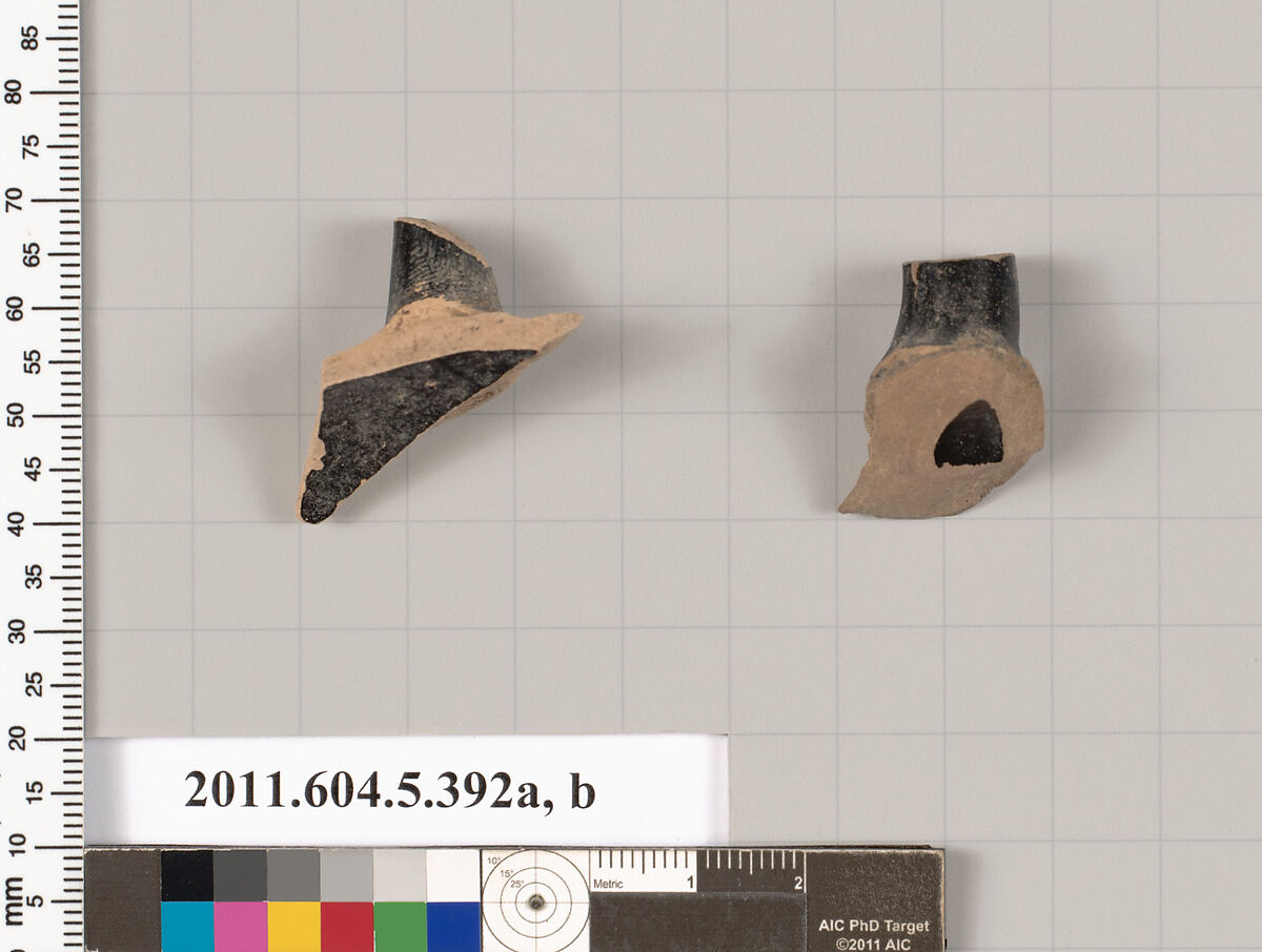 Terracotta fragments of kylikes (drinking cups), Terracotta, Greek, Attic