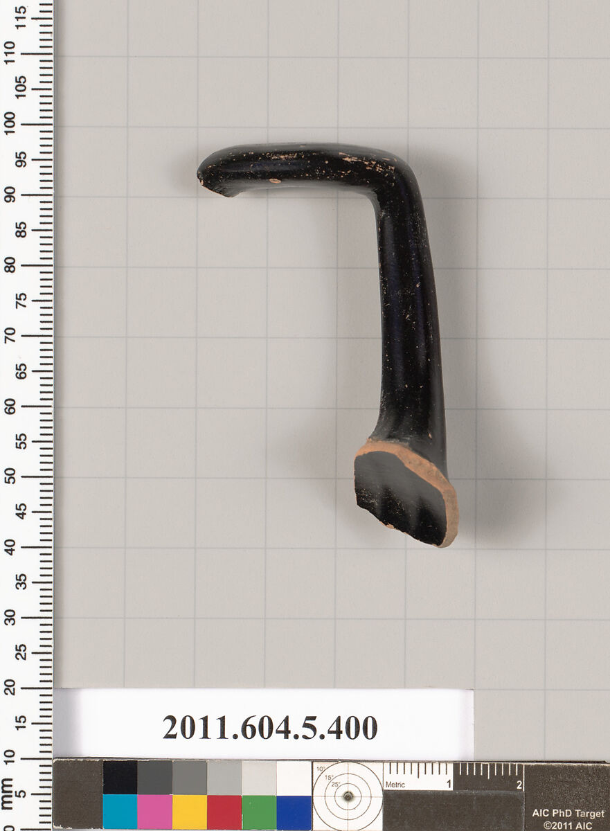 Terracotta fragment of a kylix (drinking cup), Terracotta, Greek, Attic