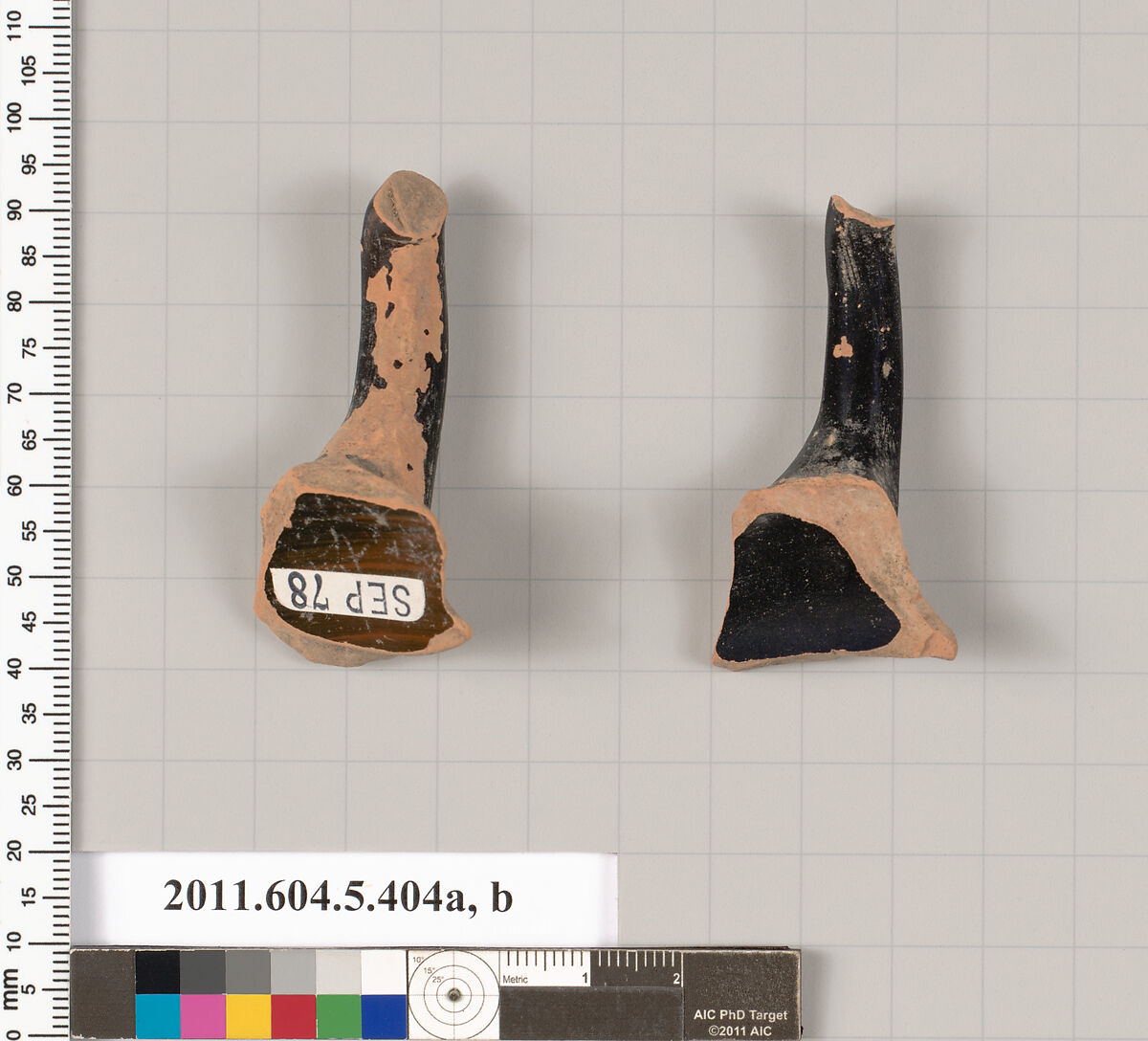 Terracotta fragments of kylikes (drinking cups), Terracotta, Greek, Attic