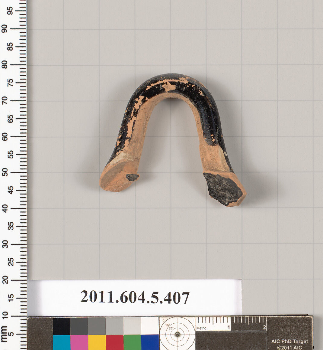 Terracotta fragment of a kylix (drinking cup), Terracotta, Greek, Attic