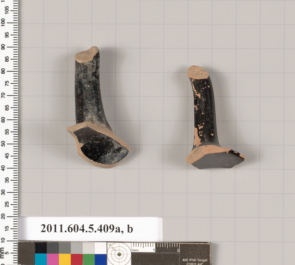 Terracotta fragments of kylikes (drinking cups), Terracotta, Greek, Attic