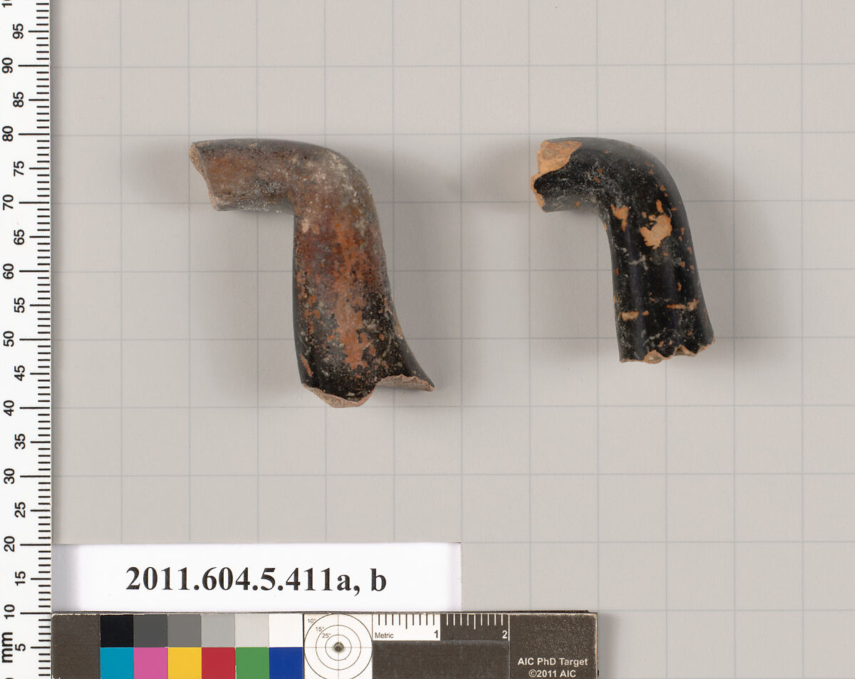 Terracotta fragments of kylikes (drinking cups), Terracotta, Greek, Attic