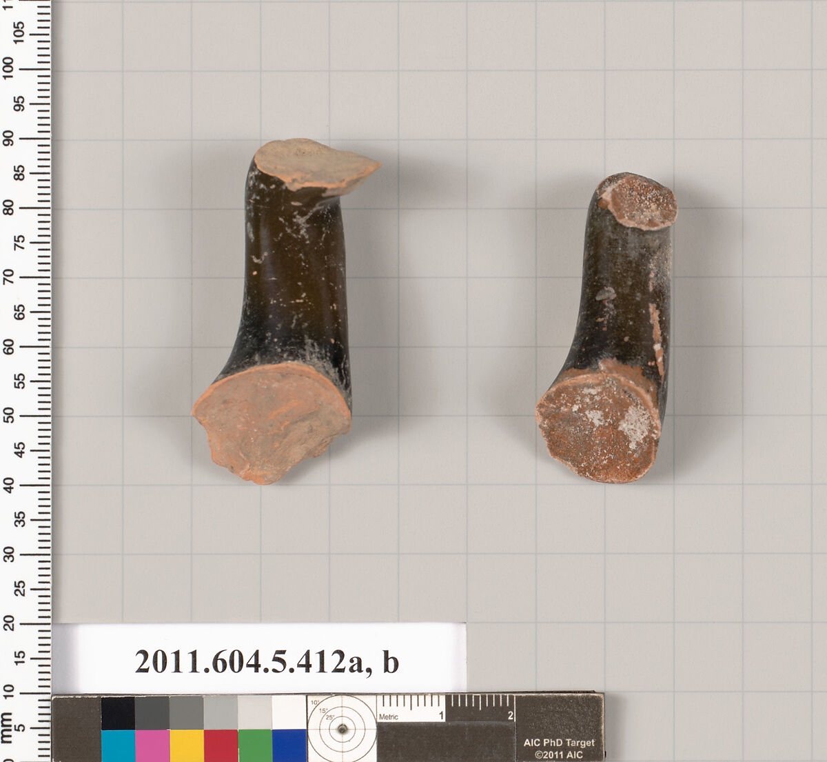 Terracotta fragments of kylikes (drinking cups), Terracotta, Greek, Attic