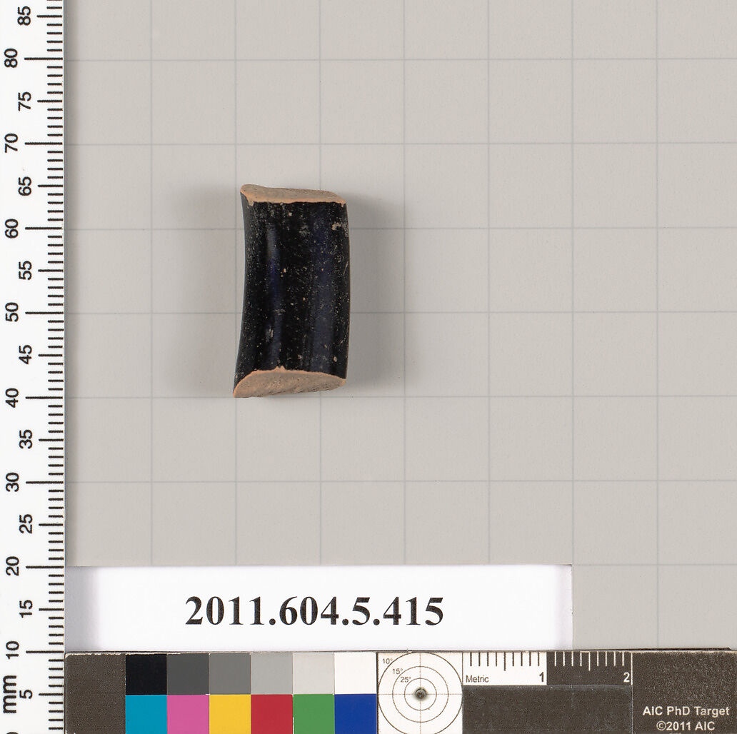 Terracotta fragment of a kylix (drinking cup), Terracotta, Greek, Attic