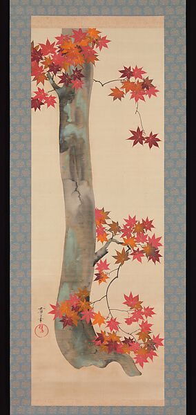 Autumn Maple, Sakai Ōho (Japanese, 1808–1841), Hanging scroll; ink and color on silk, Japan 