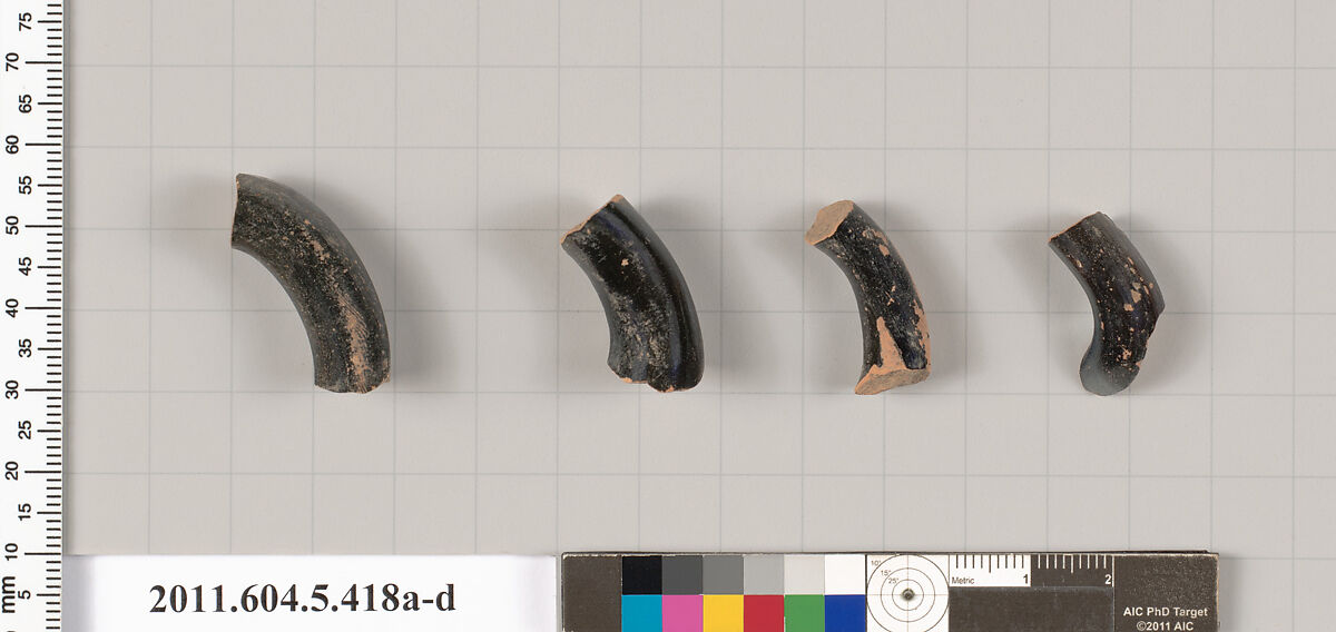 Terracotta fragments of kylikes (drinking cups), Terracotta, Greek, Attic