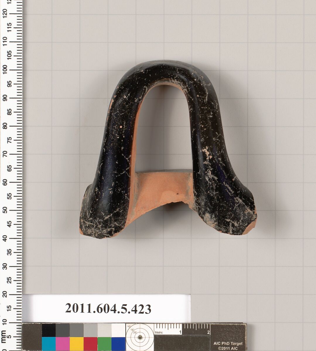 Terracotta rim fragment of a kylix (drinking cup), Terracotta, Greek, Attic 