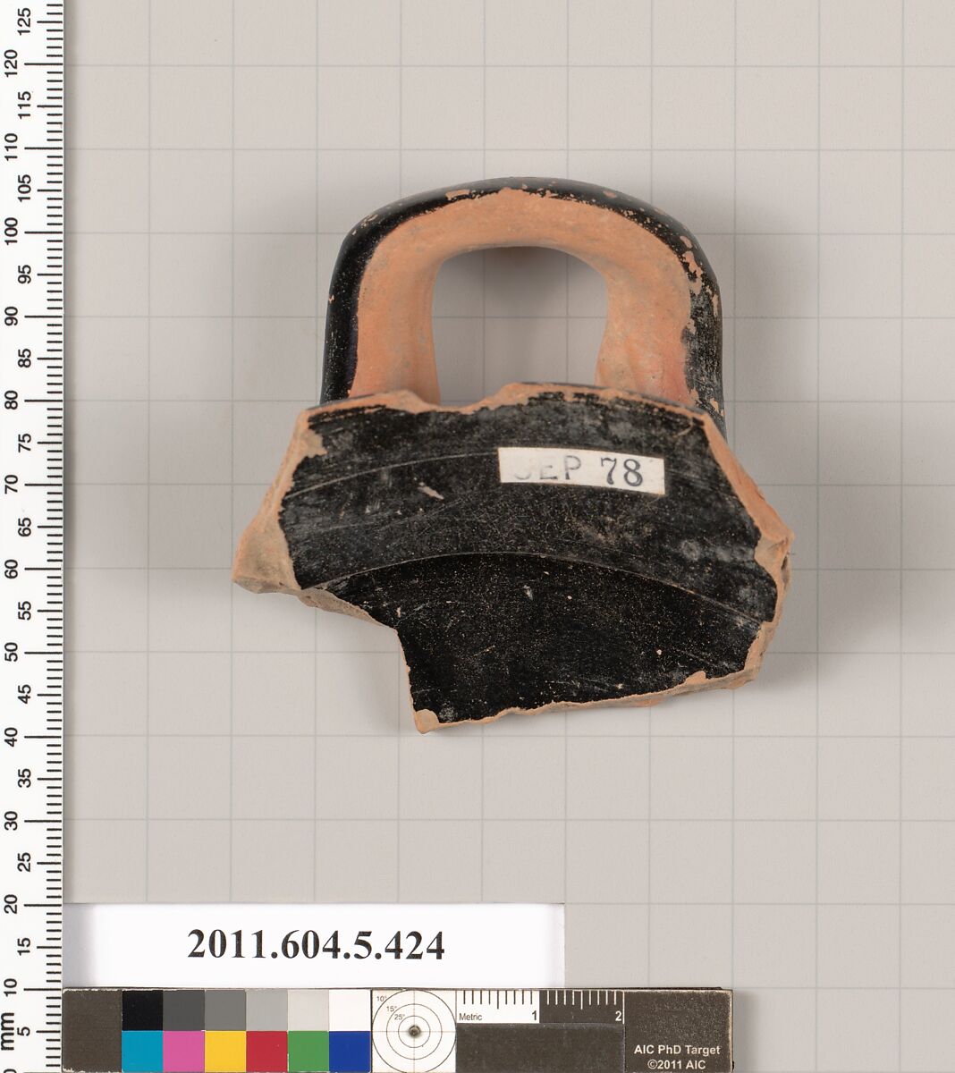 Terracotta rim fragment of a kylix (drinking cup), Terracotta, Greek, Attic