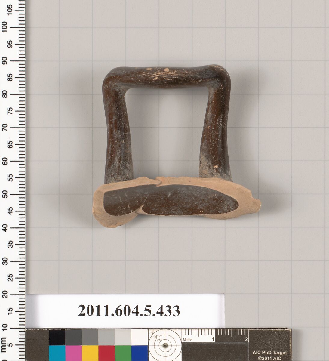 Terracotta fragment of a kylix (drinking cup), Terracotta, Greek, Attic