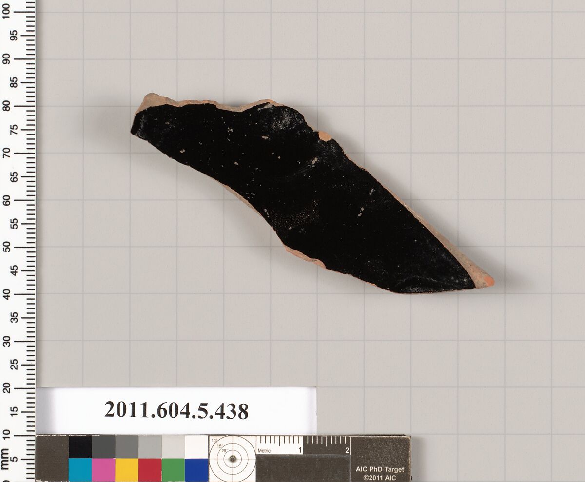 Terracotta fragment of a kylix (drinking cup), Terracotta, Greek, Attic