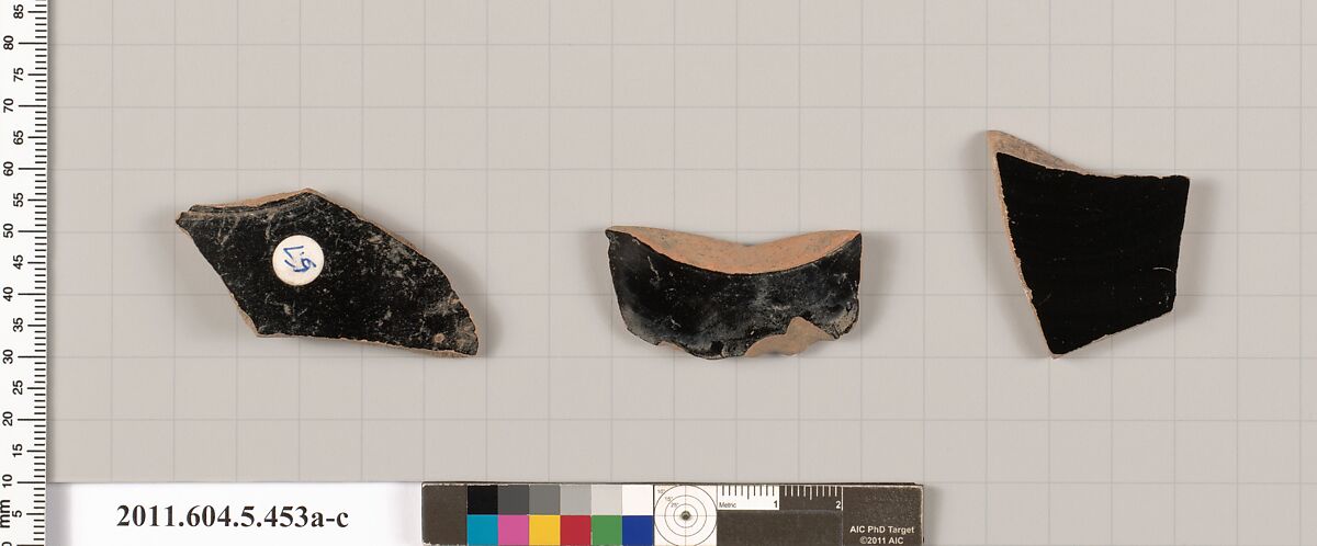 Terracotta fragments of kylikes (drinking cups), Terracotta, Greek, Attic