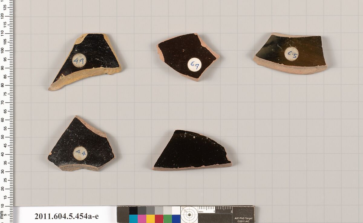 Terracotta fragments of kylikes (drinking cups), Terracotta, Greek, Attic