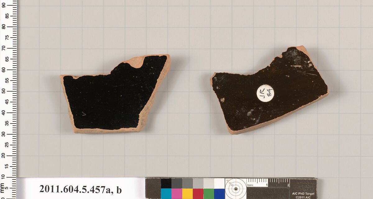 Terracotta fragments of kylikes (drinking cups), Terracotta, Greek, Attic