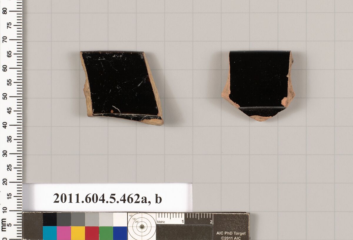 Terracotta rim fragments of kylikes (drinking cups), Terracotta, Greek, Attic