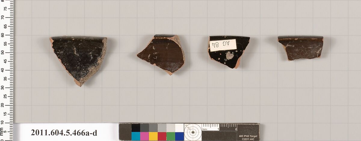Terracotta rim fragments of kylikes (drinking cups), Terracotta, Greek, Attic