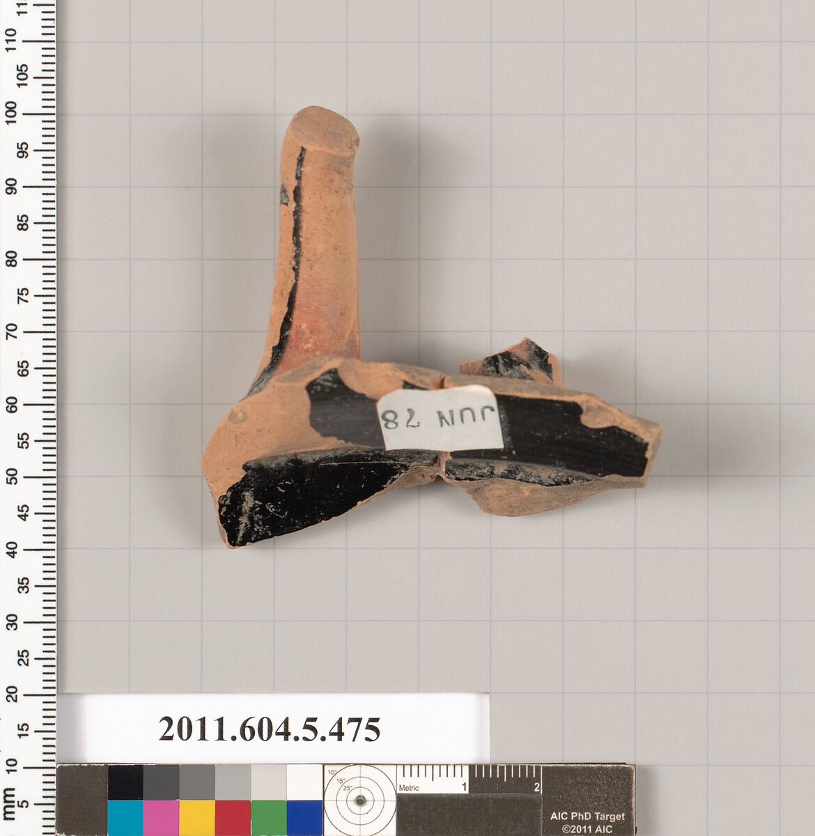 Terracotta fragment of a kylix (drinking cup), Terracotta, Greek, Attic
