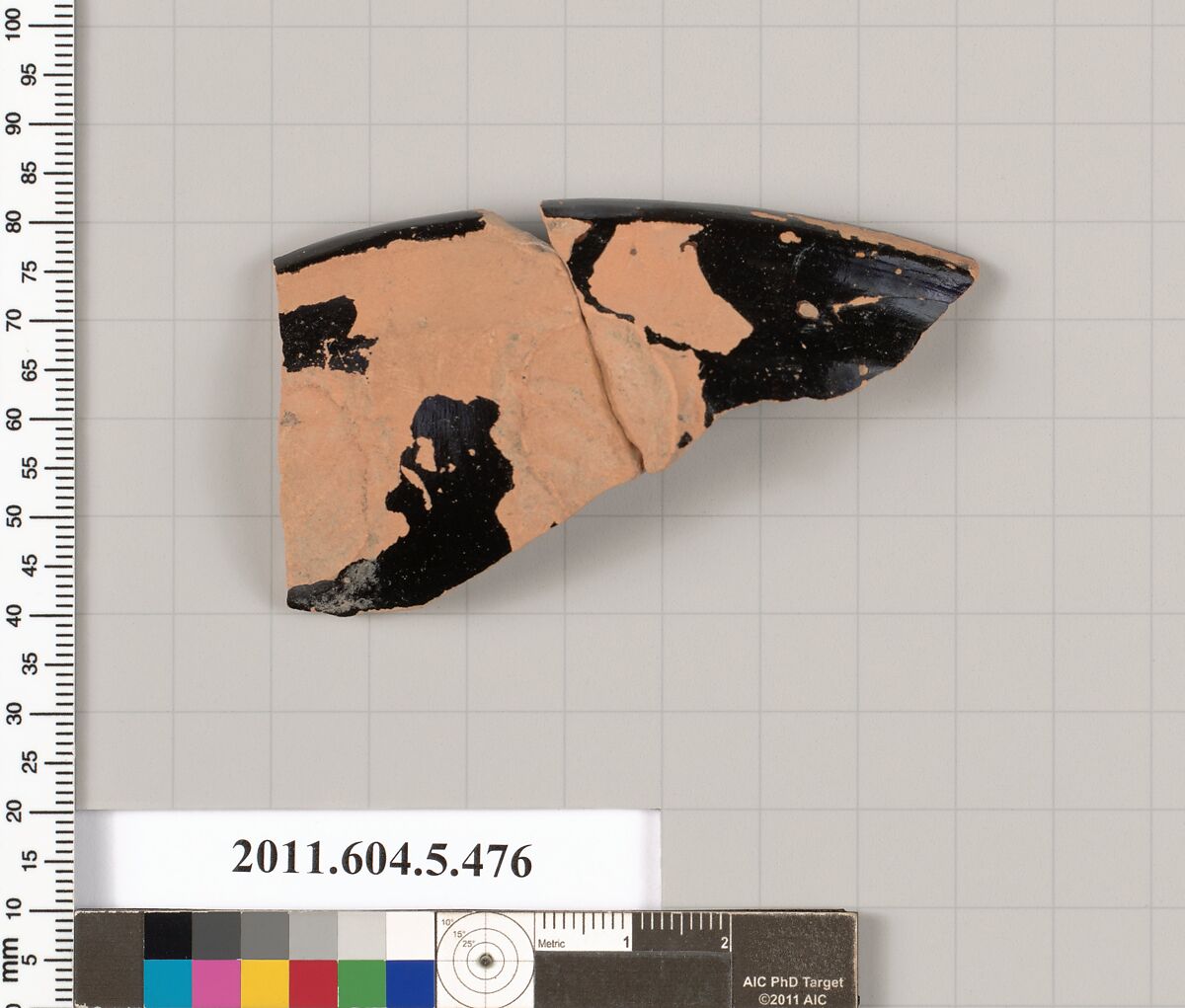 Terracotta rim fragment of a kylix (drinking cup), Terracotta, Greek, Attic 