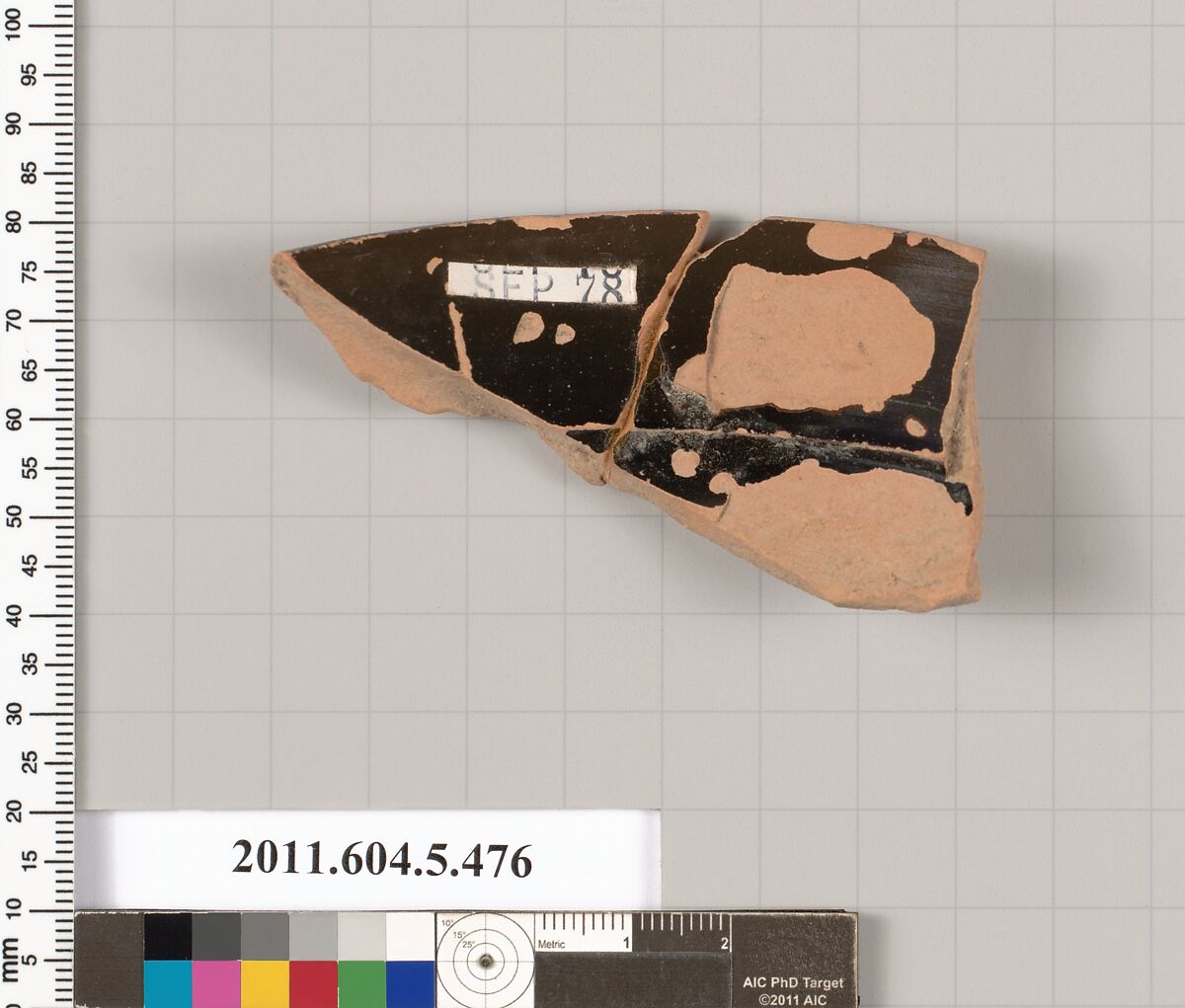 Terracotta rim fragment of a kylix (drinking cup), Terracotta, Greek, Attic