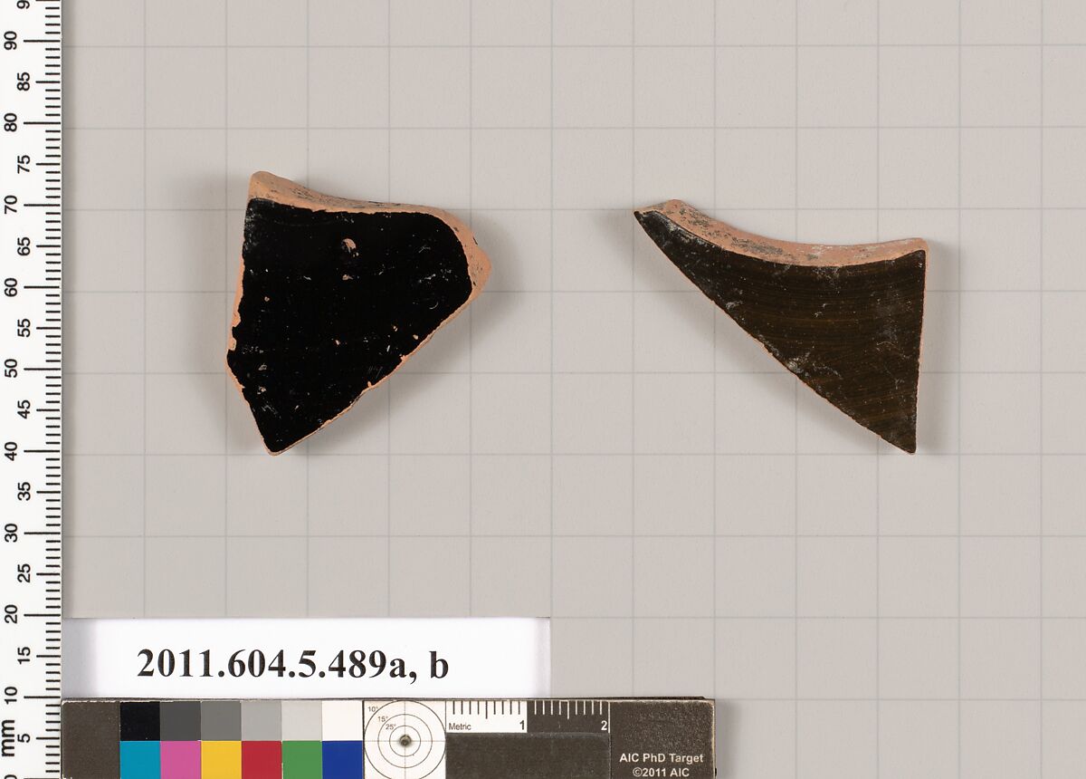 Terracotta fragments of kylikes (drinking cups), Terracotta, Greek, Attic