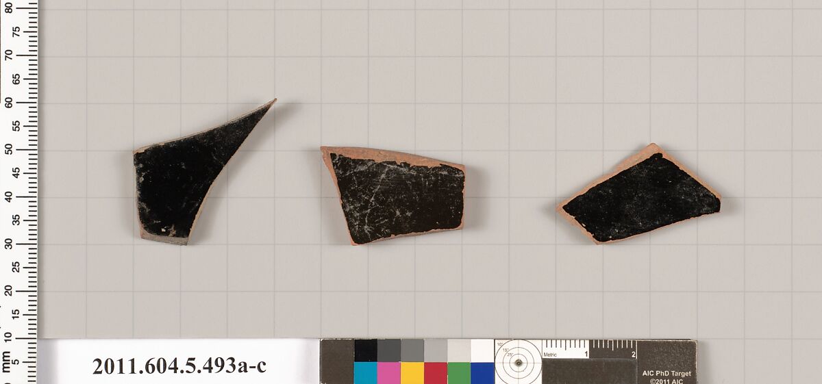 Terracotta fragments of kylikes (drinking cups), Terracotta, Greek, Attic