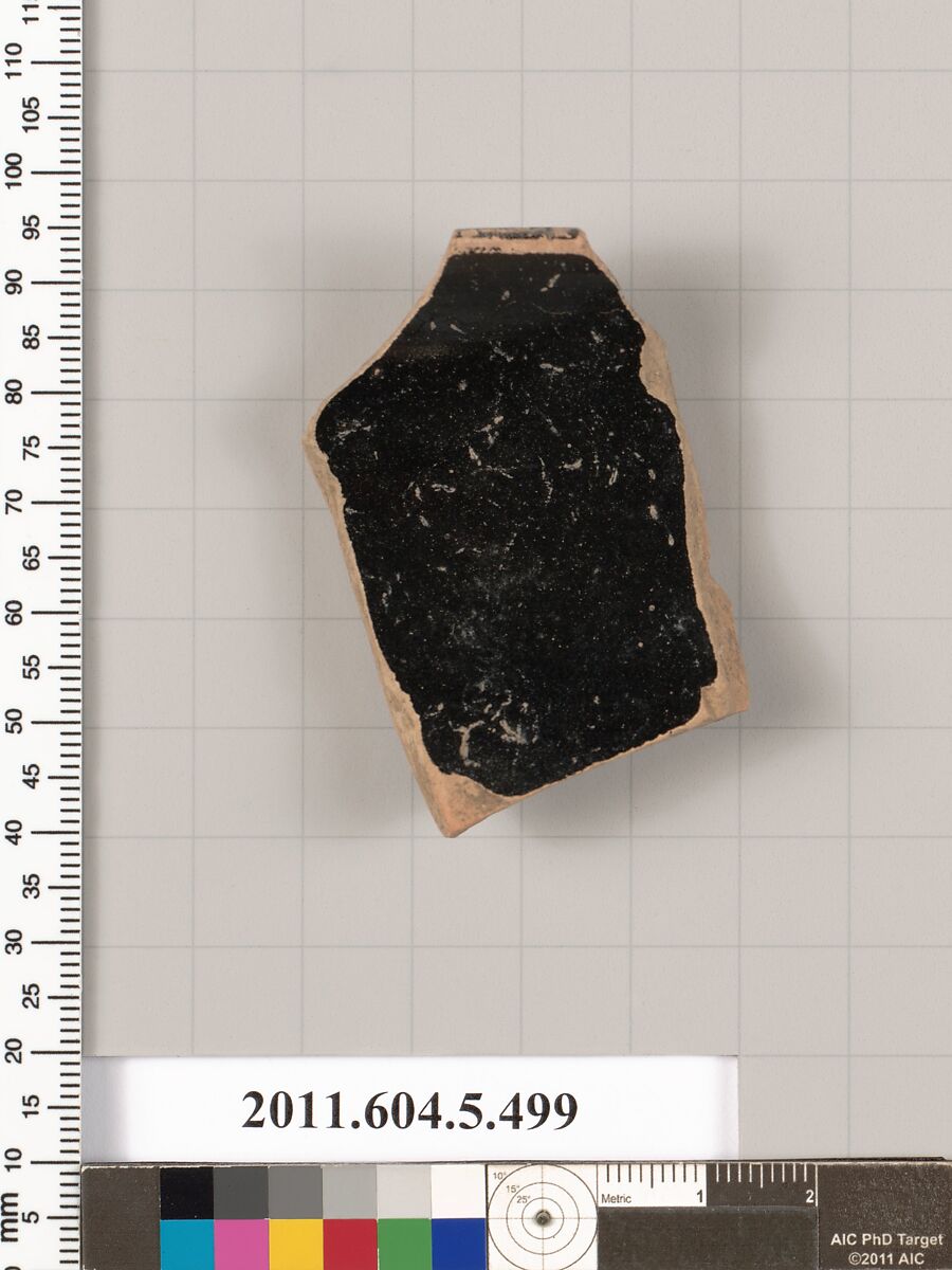 Terracotta rim fragment of a kylix (drinking cup)?, Terracotta, Greek, Attic
