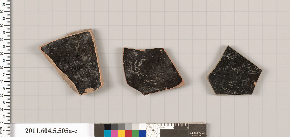 Terracotta fragments of kylikes (drinking cups), Terracotta, Greek, Attic