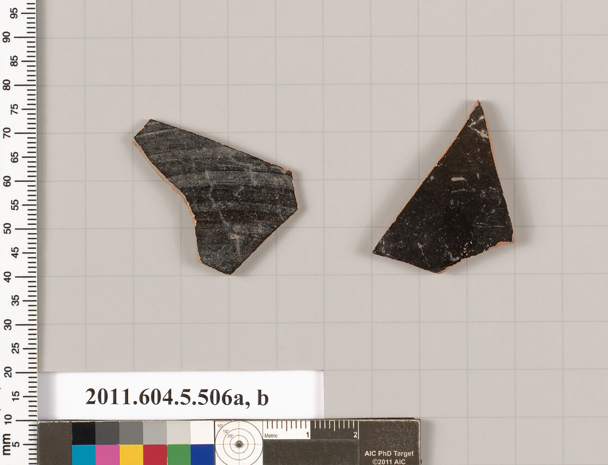 Terracotta fragments of kylikes (drinking cups), Terracotta, Greek, Attic