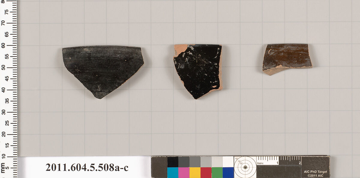 Terracotta rim fragments of kylikes (drinking cups), Terracotta, Greek, Attic