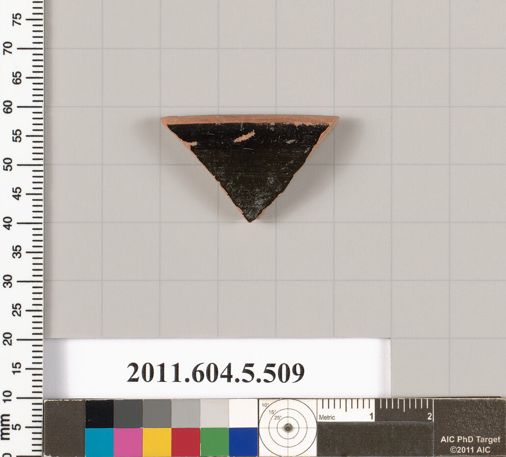 Terracotta fragment of a kylix (drinking cup)?, Terracotta, Greek, Attic
