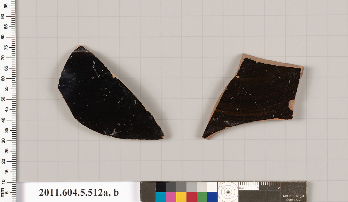 Terracotta fragments of kylikes (drinking cups), Terracotta, Greek, Attic