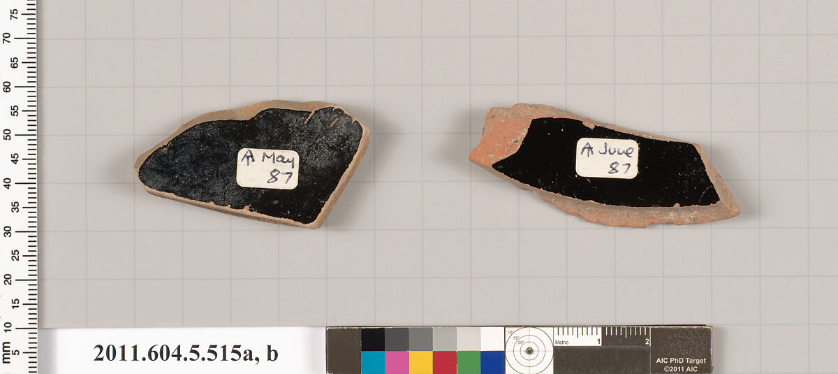 Terracotta fragments of kylikes (drinking cups), Terracotta, Greek, Attic
