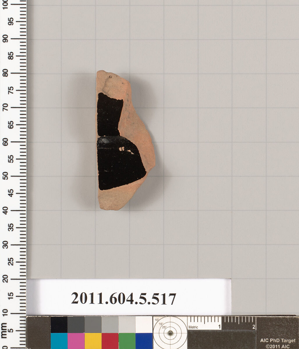 Terracotta fragment of a kylix (drinking cup), Terracotta, Greek, Attic