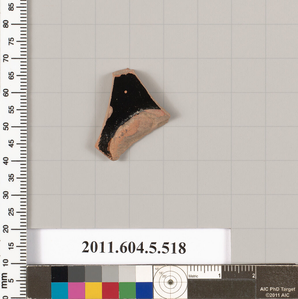 Terracotta fragment of a kylix (drinking cup), Terracotta, Greek, Attic