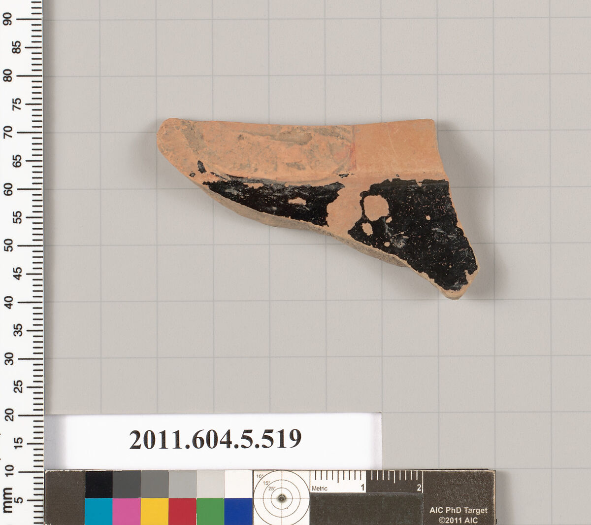 Terracotta fragment of a kylix (drinking cup), Terracotta, Greek, Attic