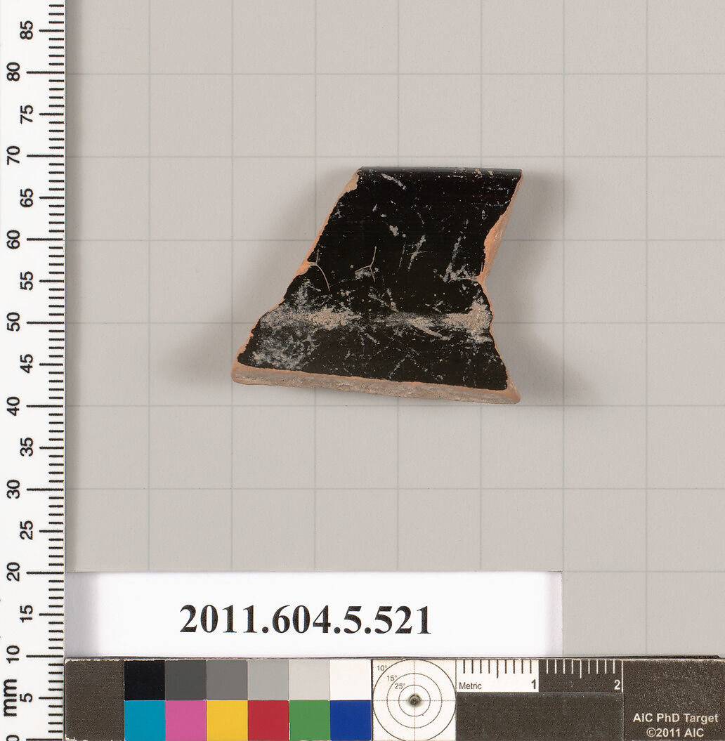 Terracotta rim fragment of a kylix (drinking cup), Terracotta, Greek, Attic