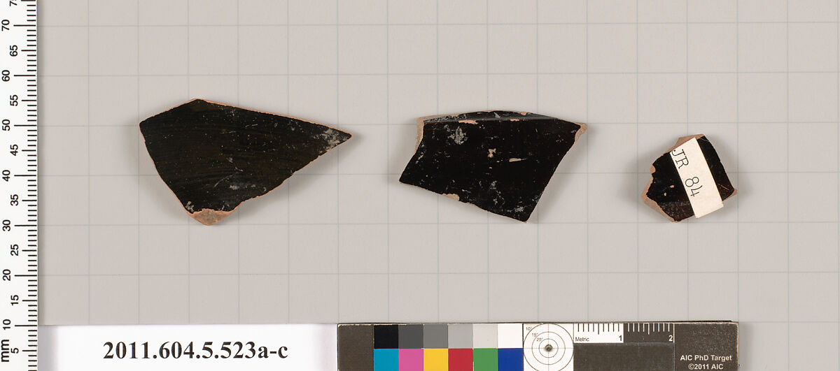 Terracotta fragments of kylikes (drinking cups), Terracotta, Greek, Attic