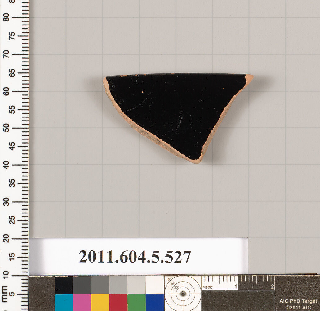 Terracotta rim fragment of a kylix (drinking cup), Terracotta, Greek, Attic