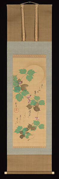 Moon and Kudzu Vine, Sakai Hōitsu (Japanese, 1761–1828), Hanging scroll; ink and color on silk, Japan