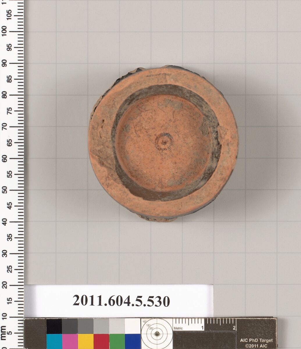 Terracotta fragment of a kylix (drinking cup), Terracotta, Greek, Attic