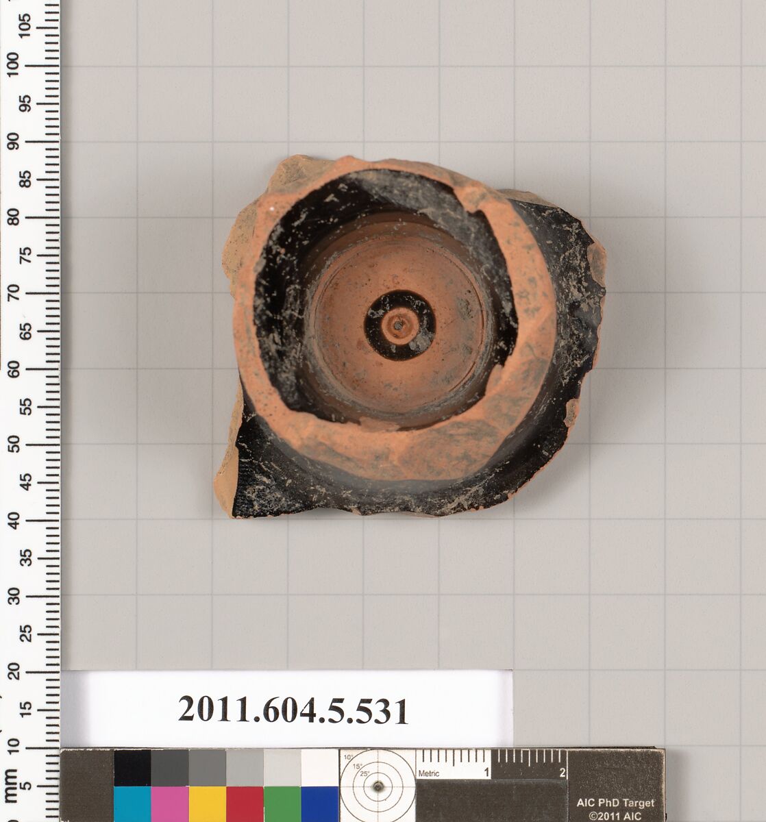 Terracotta fragment of a kylix (drinking cup), Terracotta, Greek, Attic